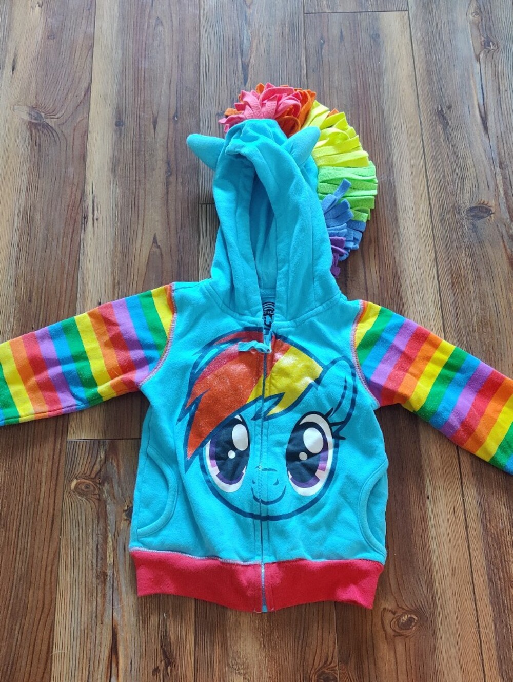 My Little Pony 3T Zip Up Hoodie Sweatshirt Rainbow Dash Halloween Girls Toddler